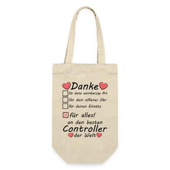 Controller Beruf Abschiedsgeschenk Danke sagen - Geschenkbeutel für Flaschen - Natur - Vorne