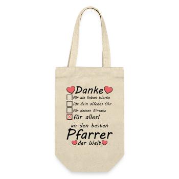 Katholischer Pfarrer Danke sagen zum Abschied - Geschenkbeutel für Flaschen - Natur - Vorne
