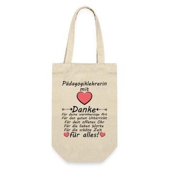 Pädagogiklehrerin Danke sagen zum Abschied - Geschenkbeutel für Flaschen - Natur - Vorne