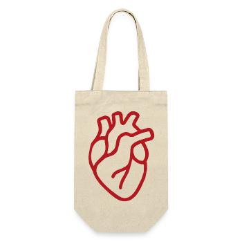 Minimalistisches Herzmotiv mit dicker Linie - Geschenkbeutel für Flaschen - Natur - Vorne