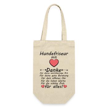 Hundefriseur Danke Sagen an Hundesalon Kollege - Geschenkbeutel für Flaschen - Natur - Vorne