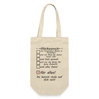Master Psychologie Studium bestanden Glückwunsch - Geschenkbeutel für Flaschen - Natur - Vorne