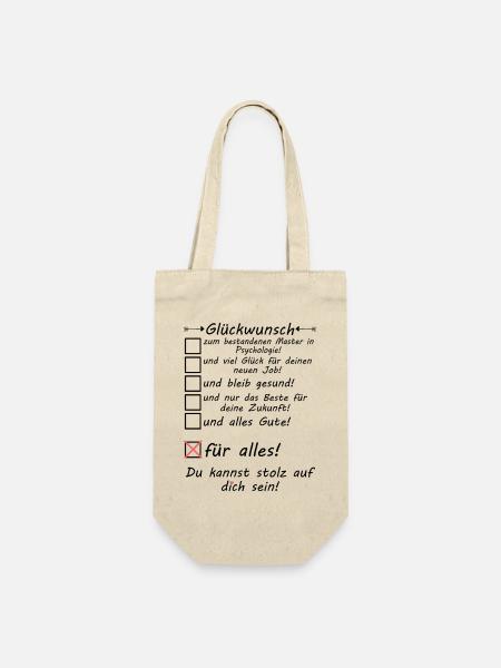 Master Psychologie Studium bestanden Glückwunsch - Geschenkbeutel für Flaschen - Natur