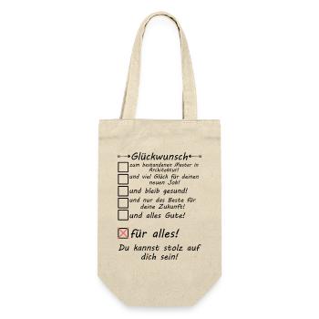 Master Architektur Glückwünsche Studium bestanden - Geschenkbeutel für Flaschen - Natur - Vorne