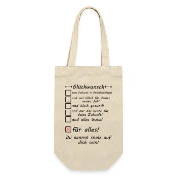 Facharzt zum Anästhesiologie bestanden Glückwunsch - Geschenkbeutel für Flaschen - Natur - Vorne
