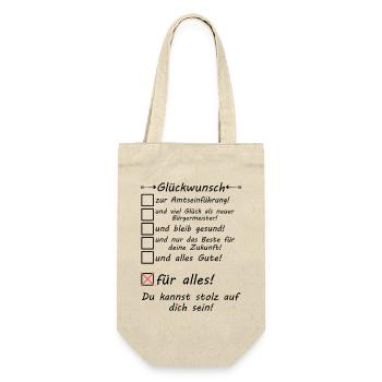 Amtseinführung neuer Bürgermeister Glückwunsch - Geschenkbeutel für Flaschen - Natur - Vorne