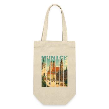 München Skyline Shirt - Geschenkbeutel für Flaschen - Natur - Vorne