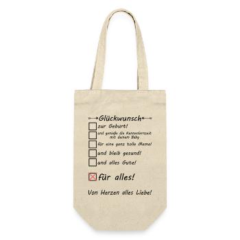 Mitarbeiterin Kollegin zur Geburt Kind Glückwunsch - Geschenkbeutel für Flaschen - Natur - Vorne