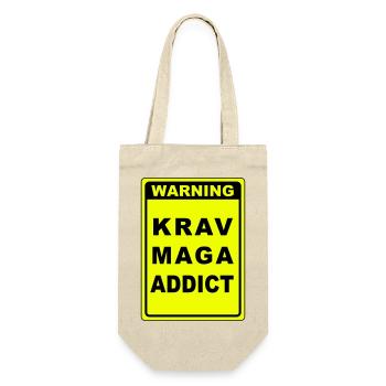 Warnung Krav Maga Süchtiger - Geschenkbeutel für Flaschen - Natur - Vorne