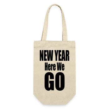 New Year Here We Go Bold Typography Design - Geschenkbeutel für Flaschen - Natur - Vorne