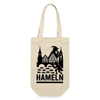 Hameln Stadt Rattenfänger Silhouette - Geschenkbeutel für Flaschen - Natur - Vorne