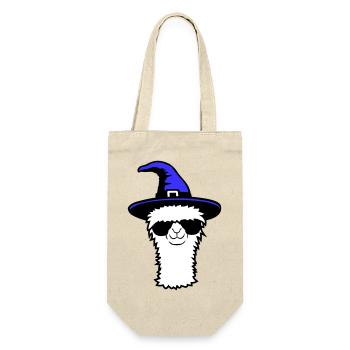 Lama Cool Hexenhut Sonnenbrille Halloween Alpaka - Geschenkbeutel für Flaschen - Natur - Vorne
