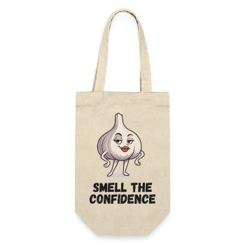 Knoblauch Selbstvertrauen Cartoon Dame Garlic - Geschenkbeutel für Flaschen - Natur - Vorne