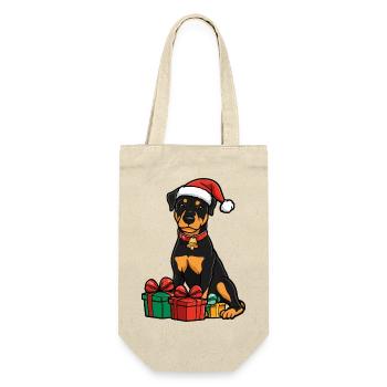 Doberman Hund Weihnachten Geschenke - Geschenkbeutel für Flaschen - Natur - Vorne