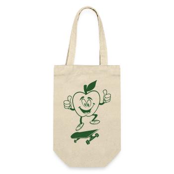 Cool Green Apple on Skateboard – Fun Cartoon Style - Gift Bag for Bottles - nature - Front