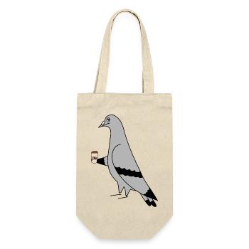 Pigeon with Coffee Cup Urban Minimal Illustration - Gift Bag for Bottles - nature - Front