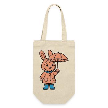 Niedlicher Hase Regenmantel Schirm - Geschenkbeutel für Flaschen - Natur - Vorne