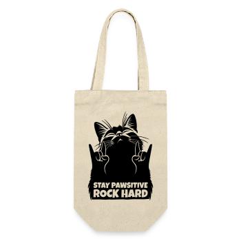 Stay Pawsitive Rock Hard – Metal Katze - Geschenkbeutel für Flaschen - Natur - Vorne