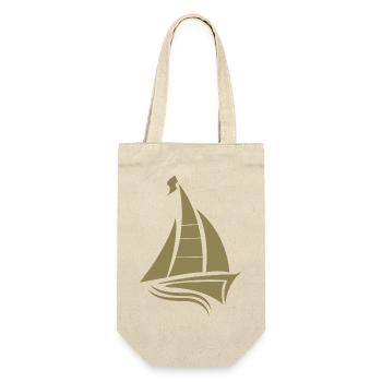 Segeln Segelboot Segler Silhouette Minimalistisch - Geschenkbeutel für Flaschen - Natur - Vorne