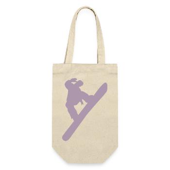 Snowboarder Silhouette Winter Sport Schnee - Geschenkbeutel für Flaschen - Natur - Vorne