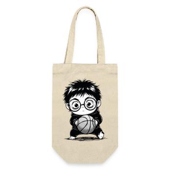 Kinder-Basketball-Kapuzenpulli Sport Schwarz und Weiß - Geschenkbeutel für Flaschen - Natur - Vorne