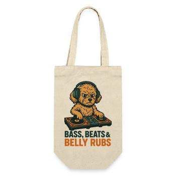 DJ Maltipoo: Bass, Beats & Belly Rubs Retro Design - Geschenkbeutel für Flaschen - Natur - Vorne