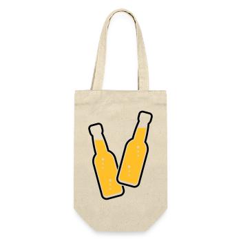 2 Flaschen Stoßen An (Bier / Limonade / POS 2C) - Geschenkbeutel für Flaschen - Natur - Vorne