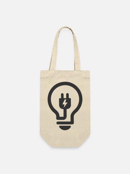 Elektriker Glühbirne Stecker Logo - Geschenkbeutel für Flaschen - Natur