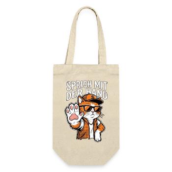 Sprich Mit Der Hand Kater - Geschenkbeutel für Flaschen - Natur - Vorne