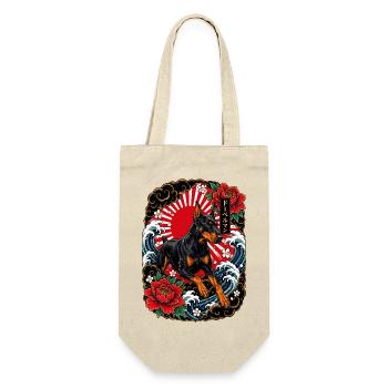Dobermann im japanischen Irezumi Tattoo Stil - Geschenkbeutel für Flaschen - Natur - Vorne