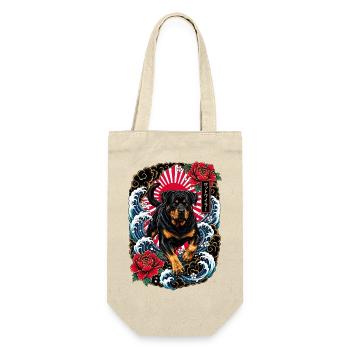 Rottweiler im japanischen Irezumi Tattoo Stil - Geschenkbeutel für Flaschen - Natur - Vorne