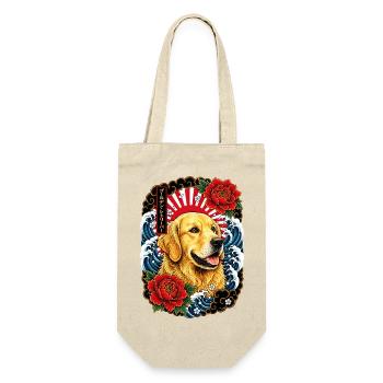 Golden Retriever im japanischen Tattoo Stil - Geschenkbeutel für Flaschen - Natur - Vorne
