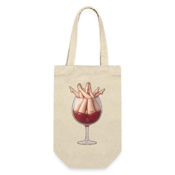 Des jambes dans un verre de vin — dessin animé ludique - Sac à bouteille - nature - Devant