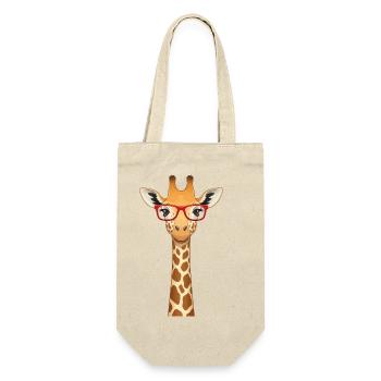 Lustige Giraffe mit roter Brille T-Shirt süßes Tier - Geschenkbeutel für Flaschen - Natur - Vorne