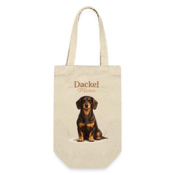 Dackel Mama – Geschenk für stolze Hundemamas - Geschenkbeutel für Flaschen - Natur - Vorne