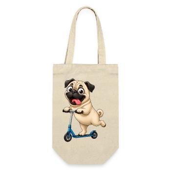 Carlin, trottinette, trottinette, dessin animé drôle - Sac à bouteille - nature - Devant