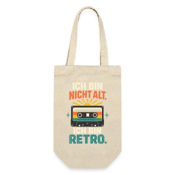 Ich bin nicht alt, ich bin retro – Spruch - Geschenkbeutel für Flaschen - Natur - Vorne