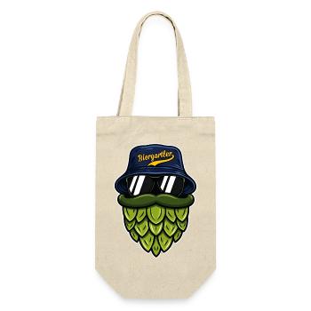Hopfenheld im Biergarten - BucketHat - Geschenkbeutel für Flaschen - Natur - Vorne