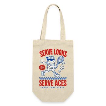 Serve Looks Serve Aces – Cooler Tennisfrosch - Geschenkbeutel für Flaschen - Natur - Vorne