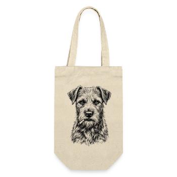 Smoking Dog Terrier Zigarre Cool Hundemotiv - Geschenkbeutel für Flaschen - Natur - Vorne