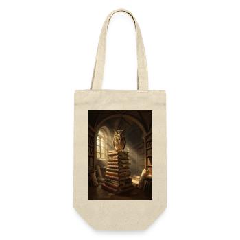 Eule oben auf dem Stapel der antiken Bibliothek - Geschenkbeutel für Flaschen - Natur - Vorne