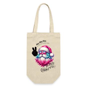 Weihnachtsmann - Fröhliche Weihnachten - Design3 - Geschenkbeutel für Flaschen - Natur - Vorne