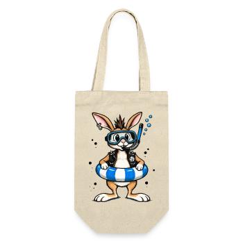 Bunter Punk Hase Taucher mit Rettungsring - Geschenkbeutel für Flaschen - Natur - Vorne