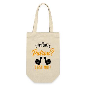 Humour Homme C'est qui le Patron Cadeau - Sac à bouteille - nature - Devant