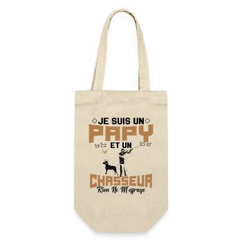 Papy et Chasseur Humour Cadeau - Sac à bouteille - nature - Devant