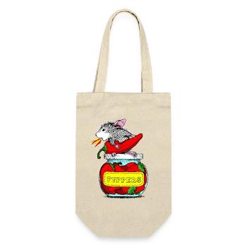 Ratte und Paprika - Geschenkbeutel für Flaschen - Natur - Vorne