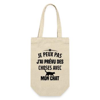 Je peux pas j'ai prévu des choses avec mon chat - Sac à bouteille - nature - Devant
