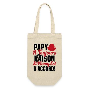 Papy A Toujours Raison Drôle Grand Père Humour - Sac à bouteille - nature - Devant