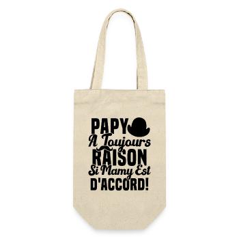 Papy A Toujours Raison Drôle Grand Père Humour - Sac à bouteille - nature - Devant