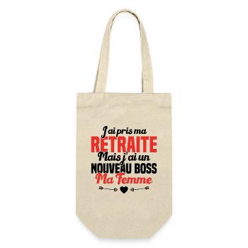 Cadeau Retraite Nouveau Boss Ma Femme - Sac à bouteille - nature - Devant